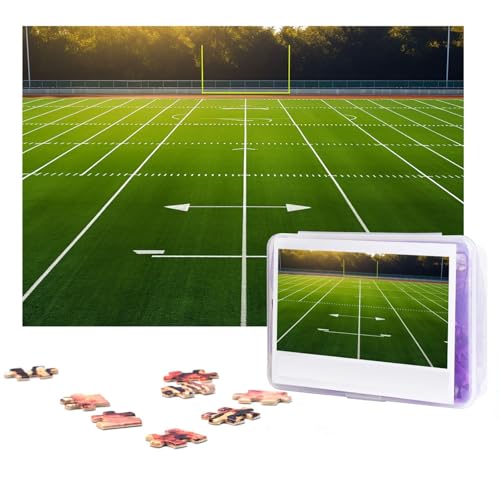 GFLFMXZW Puzzles, 500 Teile, personalisiertes Puzzle, Sportfeld in Grün, Fotopuzzle, herausforderndes Bild, Puzzle für Erwachsene, personalisierbares Puzzle mit Aufbewahrungstasche (38,1 x 25,9 cm) von GFLFMXZW