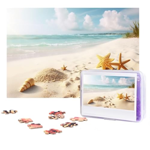 GFLFMXZW Puzzles, 500 Teile, personalisiertes Puzzle, Strandthema, Fotopuzzle, herausforderndes Bild, Puzzle für Erwachsene, personalisierbares Puzzle mit Aufbewahrungstasche (38,1 x 25,9 cm) von GFLFMXZW