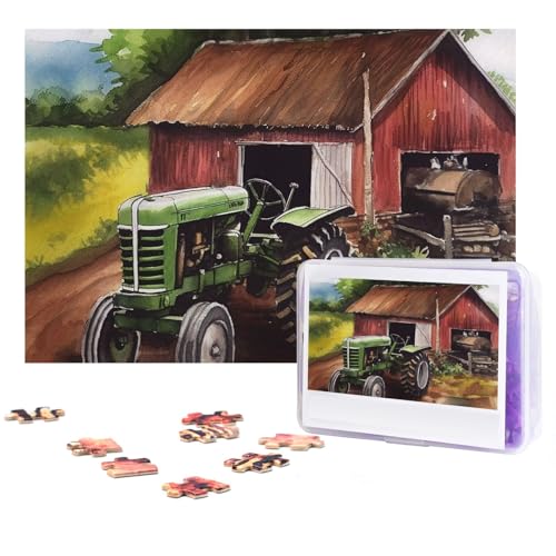 GFLFMXZW Puzzles, 500 Teile, personalisiertes Puzzle, Traktor auf dem Bauernhof, Fotopuzzle, herausforderndes Bild, Puzzle für Erwachsene, personalisierbares Puzzle mit Aufbewahrungstasche (38,1 x von GFLFMXZW