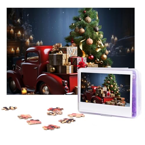 GFLFMXZW Puzzles, 500 Teile, personalisiertes Puzzle, Weihnachtsbaum und Geschenke, Fotopuzzle, herausforderndes Bild, Puzzle für Erwachsene, personalisierbares Puzzle mit Aufbewahrungstasche (38,1 x von GFLFMXZW