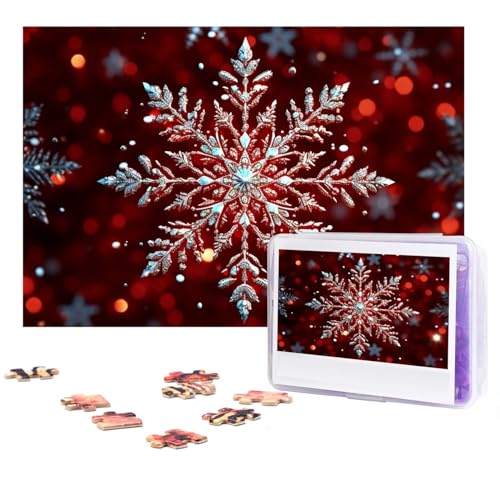 GFLFMXZW Puzzles, 500 Teile, personalisiertes Puzzle, Weihnachtsschneeflocken-Fotopuzzle, herausforderndes Bild, Puzzle für Erwachsene, personalisierbares Puzzle mit Aufbewahrungstasche (38,1 x 25,9 von GFLFMXZW