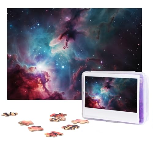 GFLFMXZW Puzzles, 500 Teile, personalisiertes Puzzle, Weltraumnebel mit Cluster-Fotopuzzle, herausforderndes Bild, Puzzle für Erwachsene, personalisierbares Puzzle mit Aufbewahrungstasche (38,1 x 25,9 von GFLFMXZW