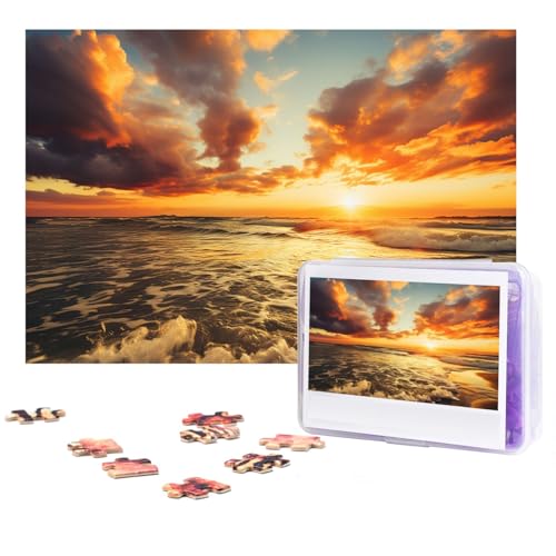 GFLFMXZW Puzzles, 500 Teile, personalisiertes Puzzle, bewölkter Sonnenuntergang, Luft, Fotopuzzle, herausforderndes Bild, Puzzle für Erwachsene, personalisierbares Puzzle mit Aufbewahrungstasche (38,1 von GFLFMXZW