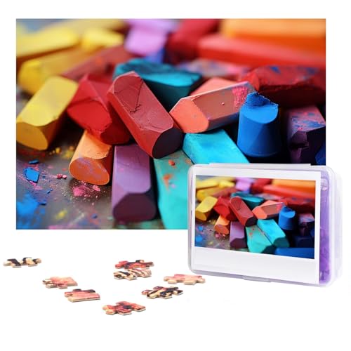 GFLFMXZW Puzzles, 500 Teile, personalisiertes Puzzle, farbige Kreide, Fotopuzzle, herausforderndes Bild, Puzzle für Erwachsene, personalisierbares Puzzle mit Aufbewahrungstasche (38,1 x 25,9 cm) von GFLFMXZW