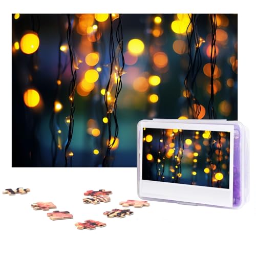 GFLFMXZW Puzzles, 500 Teile, personalisiertes Puzzle, farbige Lichter, Fotopuzzle, herausforderndes Bild, Puzzle für Erwachsene, personalisierbares Puzzle mit Aufbewahrungstasche (38,1 x 25,9 cm) von GFLFMXZW