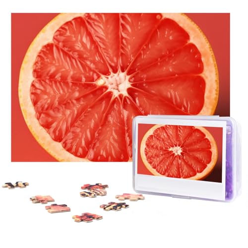 GFLFMXZW Puzzles, 500 Teile, personalisiertes Puzzle, reife Grapefruit-Scheibe, Fotopuzzle, herausforderndes Bilder-Puzzle für Erwachsene, personalisiertes Puzzle mit Aufbewahrungstasche (38,1 x 25,9 von GFLFMXZW