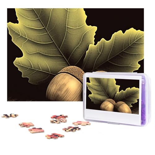 GFLFMXZW Puzzles, 500 Teile, personalisiertes Puzzle, zwei Eicheln, Fotopuzzle, herausforderndes Bild, Puzzle für Erwachsene, personalisierbares Puzzle mit Aufbewahrungstasche (38,1 x 25,9 cm) von GFLFMXZW