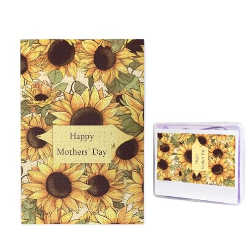 GFLFMXZW Puzzles 1000 Teile, personalisiertes Puzzle, Happy Mother's Day, Sonnenblumen-Fotopuzzle, herausforderndes Bild, Puzzle für Erwachsene, personalisierbares Puzzle mit Aufbewahrungstasche (50 x von GFLFMXZW