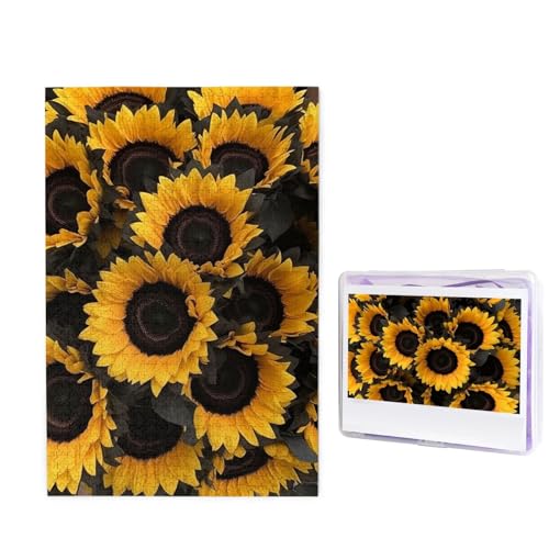 GFLFMXZW Puzzles 1000 Teile, personalisiertes Puzzle, ein Blumenstrauß schwarzer Sonnenblumen, Fotopuzzle, herausforderndes Bilderpuzzle für Erwachsene, personalisierbares Puzzle mit von GFLFMXZW