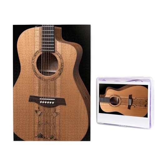 GFLFMXZW Puzzles 1000 Teile Personalisierte Puzzles Holz Gitarre Bilder Fotopuzzle herausforderndes Bilderpuzzle für Erwachsene Personalisiertes Puzzle mit Aufbewahrungstasche (50 x 74,9 cm) von GFLFMXZW