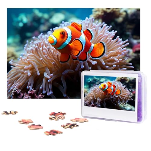 GFLFMXZW Puzzles 500 Teile, personalisiertes Puzzle, Clownfisch, Fotopuzzle, herausforderndes Bild, Puzzle für Erwachsene, personalisierbares Puzzle mit Aufbewahrungstasche (38,1 x 25,9 cm) von GFLFMXZW