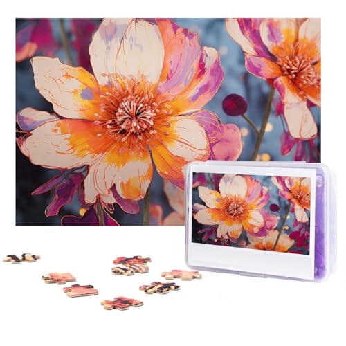 GFLFMXZW Puzzles 500 Teile, personalisiertes Puzzle, helle Blumen, Fotopuzzle, herausforderndes Bild, Puzzle für Erwachsene, personalisierbares Puzzle mit Aufbewahrungstasche (38,1 x 25,9 cm) von GFLFMXZW