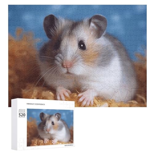 Hamster-Puzzle, 520 Teile, personalisiertes Puzzle, Hamster-Fotopuzzle, herausforderndes Bild, Puzzle für Erwachsene, personalisierbares Puzzle mit Aufbewahrungstasche (52,1 x 38,1 cm) von GFLFMXZW