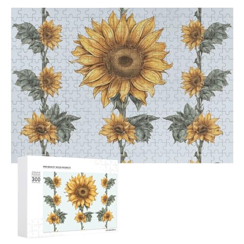 Handgemalte Sonnenblumen-Blumen-Puzzle, 300 Teile, personalisierbar, Sonnenblume, handbemalt, Blumenfotopuzzle, herausforderndes Bilder-Puzzle für Erwachsene, personalisierbares Puzzle mit von GFLFMXZW