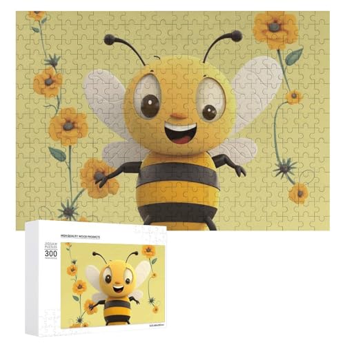 Happy Bee Puzzles, 300 Teile, personalisiertes Puzzle, Happy Bee Fotopuzzle, herausforderndes Bilder-Puzzle für Erwachsene, personalisierbares Puzzle mit Aufbewahrungstasche (39,9 x 27,9 cm) von GFLFMXZW