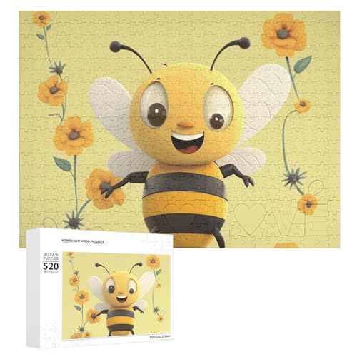 Happy Bee Puzzles, 520 Teile, personalisiertes Puzzle, Happy Bee Fotopuzzle, herausforderndes Bilder-Puzzle für Erwachsene, personalisierbares Puzzle mit Aufbewahrungstasche (52,1 x 38,1 cm) von GFLFMXZW