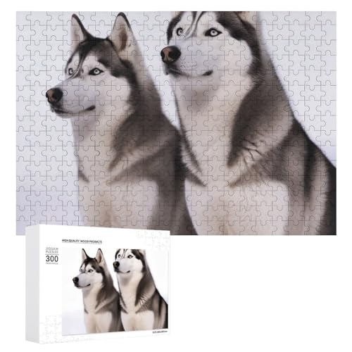 Husky-Hunde-Puzzle, 300 Teile, personalisiertes Puzzle, Husky-Hunde, Fotopuzzle, herausforderndes Bild, Puzzle für Erwachsene, personalisierbares Puzzle mit Aufbewahrungstasche (39,9 x 27,9 cm) von GFLFMXZW