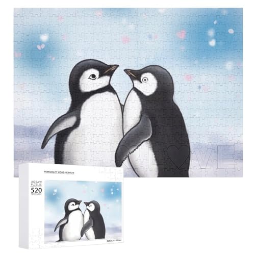 I Love Penguins Puzzle, 520 Teile, personalisierbar, "I Love Penguins", Fotopuzzle, anspruchsvolles Bilderpuzzle für Erwachsene, personalisierbares Puzzle mit Aufbewahrungstasche (52,1 x 38,1 cm) von GFLFMXZW