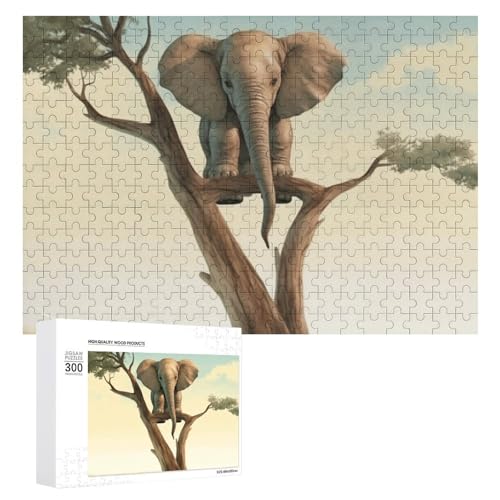 Little Elephant on Tree Puzzles, 300 Teile, personalisiertes Puzzle, kleiner Elefant auf Baum, Fotopuzzle, herausforderndes Bilder-Puzzle für Erwachsene, personalisierbares Puzzle mit von GFLFMXZW