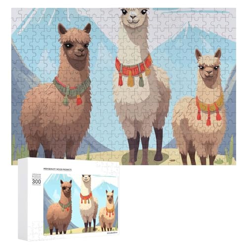 Llama- und Alpaka-Puzzle, 300 Teile, personalisiertes Puzzle, Lama und Alpaka, Fotopuzzle, herausforderndes Bilderpuzzle für Erwachsene, personalisiertes Puzzle mit Aufbewahrungstasche (39,9 x 27,9 von GFLFMXZW