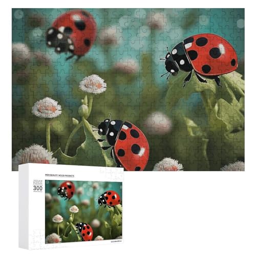 Marienkäfer-Landschaftspuzzle, 300 Teile, personalisiertes Puzzle, Marienkäfer-Landschaft, Fotopuzzle, herausforderndes Bilder-Puzzle für Erwachsene, personalisiertes Puzzle mit Aufbewahrungstasche von GFLFMXZW