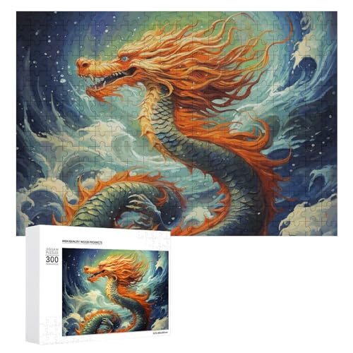 Ölgemälde-Puzzle, Motiv: Chinesischer Drache, 300 Teile, personalisierbares Puzzle, chinesischer Drache, Ölgemälde, Fotopuzzle, herausforderndes Bild, Puzzle für Erwachsene, personalisierbares Puzzle von GFLFMXZW