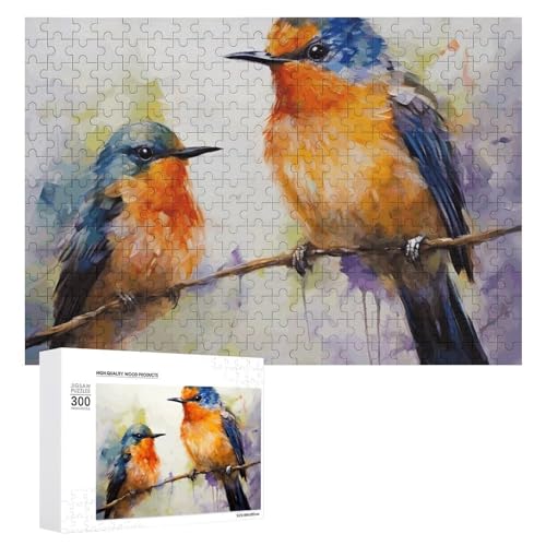 Ölgemälde-Vogel-Puzzle, 300 Teile, personalisierbar, Ölgemälde, Vogel-Fotopuzzle, herausforderndes Bild, Puzzle für Erwachsene, personalisierbares Puzzle mit Aufbewahrungstasche (39,9 x 27,9 cm) von GFLFMXZW