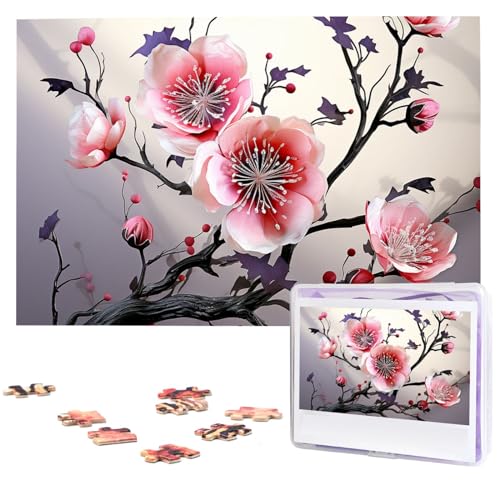 Personalisiertes Holzpuzzle 1000 Teile Puzzle Paar Puzzle Familie Puzzle Floral gemäßigte Zone Pflanzenbild Puzzle Fotopuzzle für Erwachsene Geburtstag Hochzeit 74,9 x 50 cm von GFLFMXZW