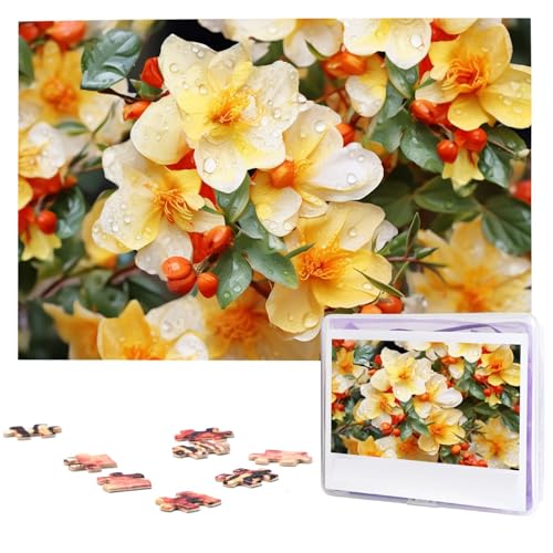 Personalisiertes Holzpuzzle 1000 Teile Puzzle Paar Puzzle Familie Puzzle Gelbe Blumen Bilderpuzzle Fotopuzzle für Erwachsene Geburtstag Hochzeit 74,9 x 50 cm von GFLFMXZW