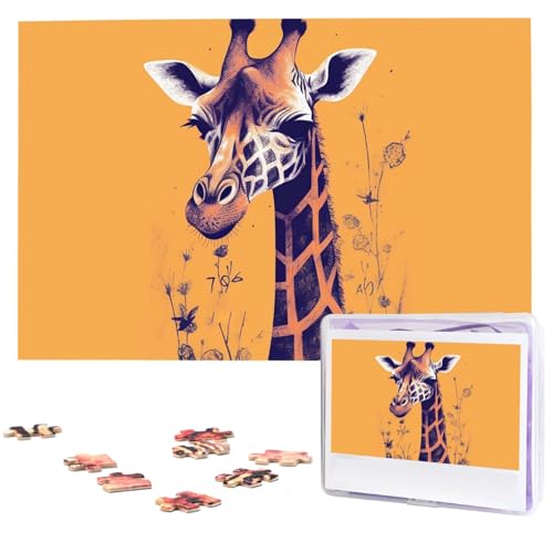 Personalisiertes Holzpuzzle 1000 Teile Puzzle Paar Puzzle Familie Puzzle Giraffe Illustration Bild Puzzle Fotopuzzle für Erwachsene Geburtstag Hochzeit 74,9 x 50 cm von GFLFMXZW