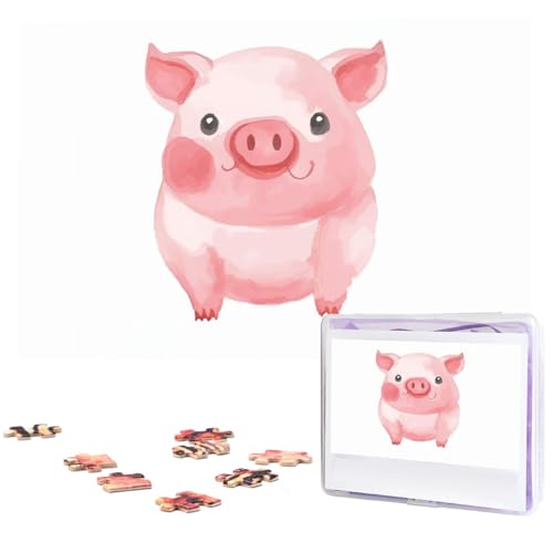 Personalisiertes Holzpuzzle 1000 Teile Puzzle Paar Puzzle Familie Puzzle Lovely Pink Pig Bild Puzzle Fotopuzzle für Erwachsene Geburtstag Hochzeit 74,9 x 50 cm von GFLFMXZW