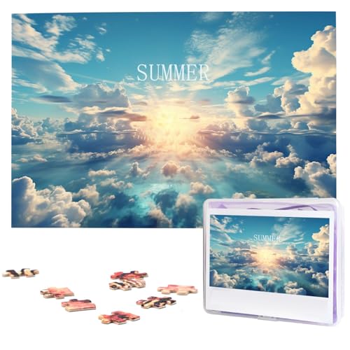 Personalisiertes Holzpuzzle 1000 Teile Puzzle Paar Puzzle Familie Puzzle Sonne und Wolken Bilderpuzzle Fotopuzzle für Erwachsene Geburtstag Hochzeit 74,9 x 50 cm von GFLFMXZW