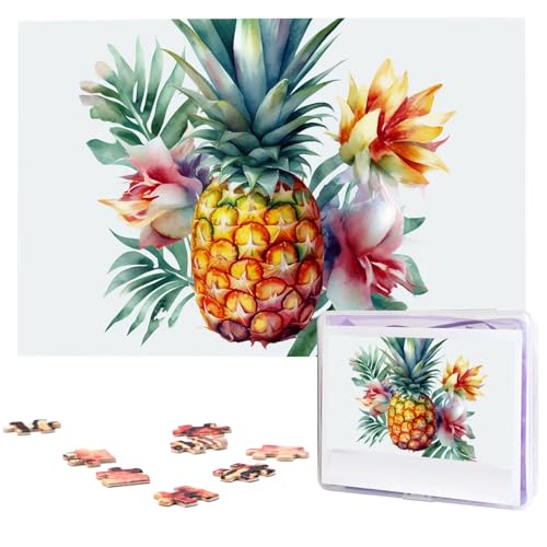 Personalisiertes Holzpuzzle 1000 Teile Puzzle Paar Puzzle Familie Puzzle Tropische Ananas Bilderpuzzle Fotopuzzle für Erwachsene Geburtstag Hochzeit 74,9 x 50 cm von GFLFMXZW