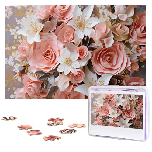 Personalisiertes Holzpuzzle 1000 Teile Puzzle Paar Puzzle Familienpuzzle Blumenhochzeitsstrauß Bilderpuzzle Fotopuzzle für Erwachsene Geburtstag Hochzeit 74,9 x 50 cm von GFLFMXZW