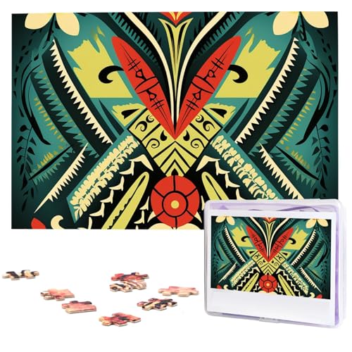 Personalisiertes Holzpuzzle 1000 Teile Puzzle Paar Puzzle Familienpuzzle Traditioneller Tribal-Stil Kleidung Bilderpuzzle Fotopuzzle für Erwachsene Geburtstag Hochzeit 74,9 x 50 cm von GFLFMXZW