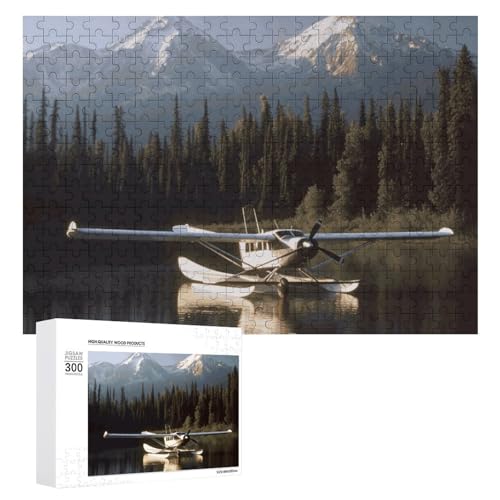 Puzzle Flugzeug am See, 300 Teile, personalisierbar, Flugzeug auf See, Fotopuzzle, herausforderndes Bilderpuzzle für Erwachsene, personalisierbares Puzzle mit Aufbewahrungstasche (39,9 x 27,9 cm) von GFLFMXZW