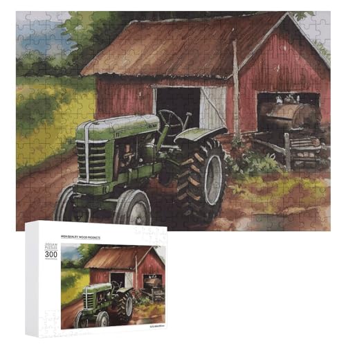 Puzzle Traktor auf dem Bauernhof, 300 Teile, personalisierbar, Traktor auf dem Bauernhof, Fotopuzzle, herausforderndes Bilder-Puzzle für Erwachsene, personalisiertes Puzzle mit Aufbewahrungstasche von GFLFMXZW