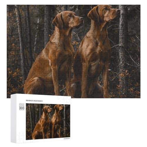 Puzzle mit zwei großen braunen Hunden, 300 Teile, personalisiertes Puzzle, zwei große braune Hunde, Fotopuzzle, herausforderndes Bilder-Puzzle für Erwachsene, personalisierbares Puzzle mit von GFLFMXZW