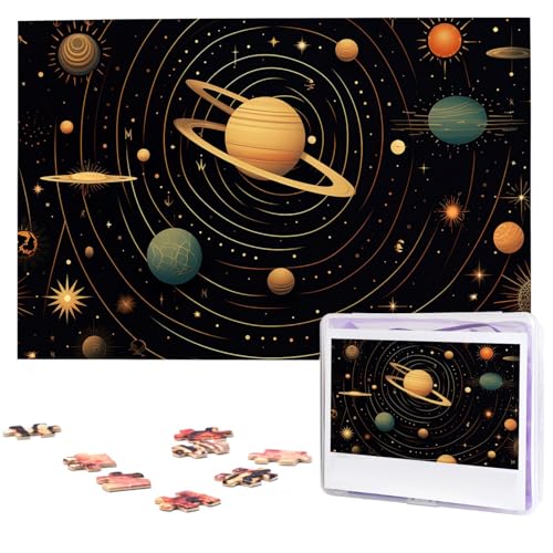 Puzzles, 1000 Teile, personalisierbar, Retro, Astronomisches Muster, Fotopuzzle, herausforderndes Bild, Puzzle für Erwachsene, personalisierbares Puzzle mit Aufbewahrungstasche (74,9 x 50 cm) von GFLFMXZW