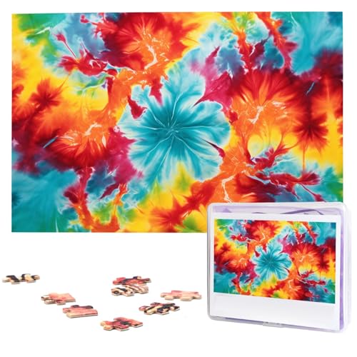 Puzzles, 1000 Teile, personalisierbar, bunt, Batik-Fotopuzzle, herausforderndes Bild, Puzzle für Erwachsene, personalisierbares Puzzle mit Aufbewahrungstasche (74,9 x 50 cm) von GFLFMXZW