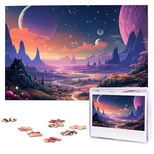 Puzzles, 1000 Teile, personalisierbar, bunt, Retro, Weltraumthema, Fotopuzzle für Erwachsene, personalisierbares Puzzle mit Aufbewahrungstasche (74,9 x 50 cm) von GFLFMXZW