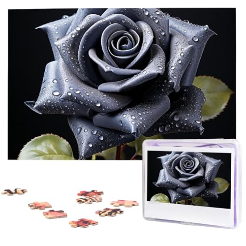 Puzzles, 1000 Teile, personalisierbar, schwarze Rose, Fotopuzzle, herausforderndes Bild, Puzzle für Erwachsene, personalisierbares Puzzle mit Aufbewahrungstasche (74,9 x 50 cm) von GFLFMXZW