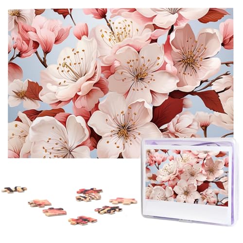 Puzzles, 1000 Teile, personalisiertes Puzzle, Kirschblüten, Fotopuzzle, herausforderndes Bild, Puzzle für Erwachsene, personalisierbares Puzzle mit Aufbewahrungstasche (74,9 x 50 cm) von GFLFMXZW