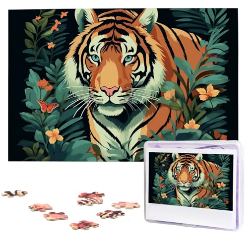 Puzzles, 1000 Teile, personalisiertes Puzzle, Motiv: Schmetterling und Tiger, Fotopuzzle, herausforderndes Bild, Puzzle für Erwachsene, personalisierbares Puzzle mit Aufbewahrungstasche (74,9 x 50 cm) von GFLFMXZW