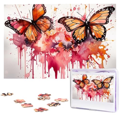 Puzzles, 1000 Teile, personalisiertes Puzzle, Schmetterling, Tropfspray, Aquarell-Fotopuzzle, herausforderndes Bild, Puzzle für Erwachsene, personalisierbares Puzzle mit Aufbewahrungstasche (74,9 x 50 von GFLFMXZW