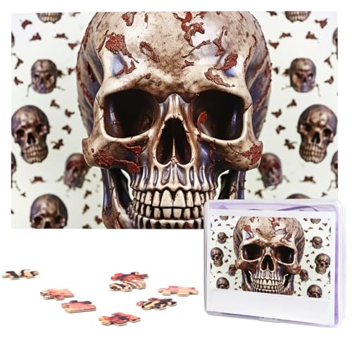 Puzzles, 1000 Teile, personalisiertes Puzzle, Totenkopf auf weißem Hintergrund, Fotopuzzle, herausforderndes Bild, Puzzle für Erwachsene, personalisierbares Puzzle mit Aufbewahrungstasche (74,9 x 50 von GFLFMXZW