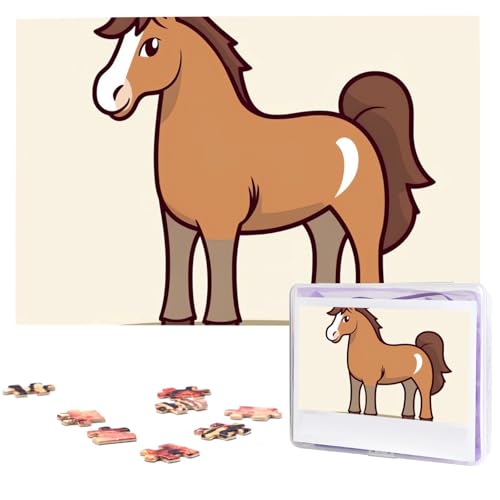 Puzzles, 1000 Teile, personalisiertes Puzzle, einfaches Pferd, Cartoon-Fotopuzzle, herausforderndes Bild, Puzzle für Erwachsene, personalisierbares Puzzle mit Aufbewahrungstasche (74,9 x 50 cm) von GFLFMXZW