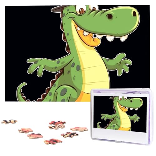 Puzzles, 1000 Teile, personalisiertes Puzzle, lustiges Krokodil-Cartoon-Fotopuzzle, herausforderndes Bild, Puzzle für Erwachsene, personalisierbares Puzzle mit Aufbewahrungstasche (74,9 x 50 cm) von GFLFMXZW