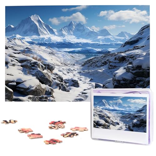 Puzzles, 1000 Teile, personalisiertes Puzzle, spektakuläres schneebedecktes Fotopuzzle, herausforderndes Bilder-Puzzle für Erwachsene, personalisiertes Puzzle mit Aufbewahrungstasche (74,9 x 50 cm) von GFLFMXZW