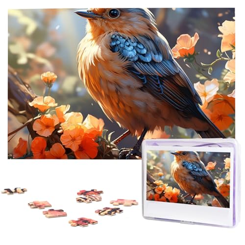 Puzzles 1000 Teile, personalisiertes Puzzle mit Blumen und Vögeln, Fotopuzzle, herausforderndes Bild, Puzzle für Erwachsene, personalisierbares Puzzle mit Aufbewahrungstasche (74,9 x 50 cm) von GFLFMXZW